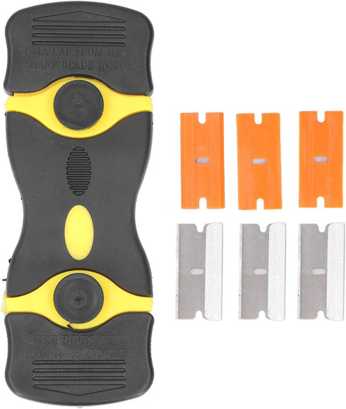 2 in 1 Scraper Tool, Ergonomic Handle ABS Metal Plastic Blades Razor Scrapers 2Pcs for Boat(Black+Yellow)...