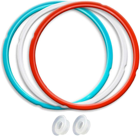Silicone Sealing Ring, 3Pack,Sky Blue & Cherry Red & Transparent White, Fit for Instant Pot 5/6 Quart Models, (Duo ,Lux ,Duo Plus ,Ultra , Viva )F...