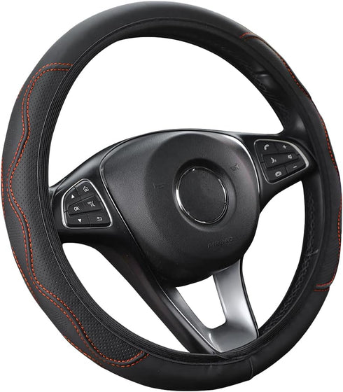 Moly Magnolia Car Steering Wheel Cover, Universal 15 inch Anti-Slip Steering Wheel Cover Trim, Breathable Microfiber Leather Auto Soft Handle Prot...