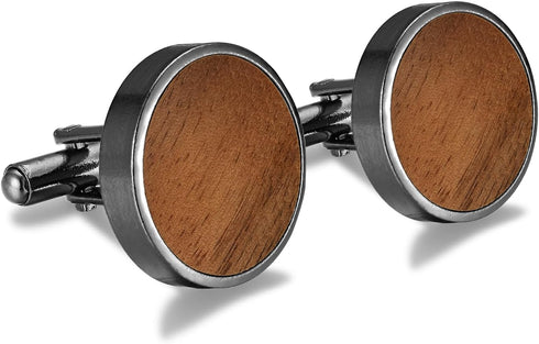 Men's Cufflinks Wood grain, Cufflinks for Men Round Solid for Regular Wedding Business Accessories Best Men...