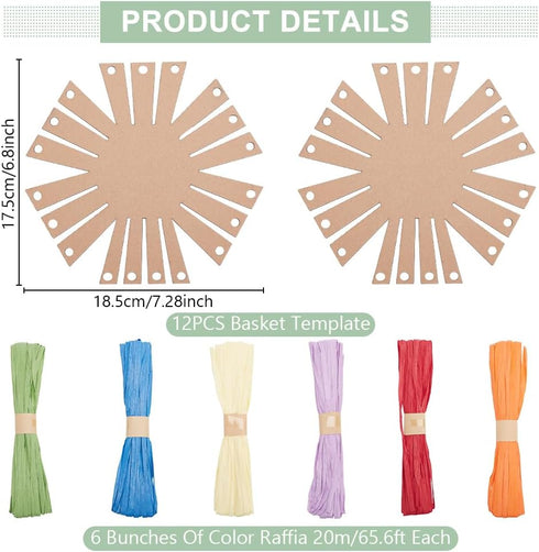FREEBLOSS 12 Set DIY Basket Weaving Kit Hexagon Raffia Ribbon Basket Creative Basketry Kit for Students Basket Weaving Supplies for Arts and Craft...