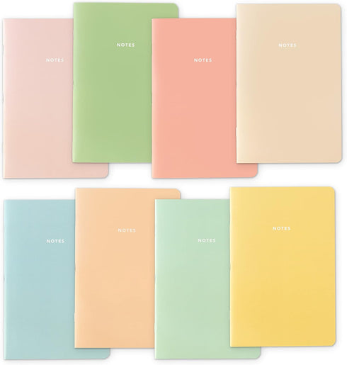 THiNKABLE Pastel Aesthetic Notebooks Set, Cute Journal Set 8 pack, A5 5.5 x 8.3 in 60 Pages, Simple Cover Notebook, Minimalist Journal for Women L...