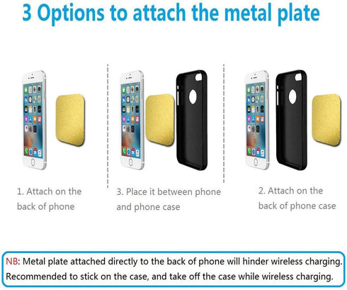ACKLLR 16 Pieces Phone Car Mount Metal Plate with Adhesive for Magnetic Cradle-Less Mount,Cell Phone, GPS and Tablet Holder, 8 Rectangular and 8 R...
