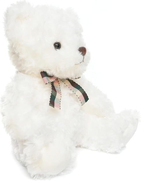 Fluffy White Teddy Bear Stuffed Animals Plush Toys with lattice Tie for Kids Babies Birthday Bedtime, 12 inches...