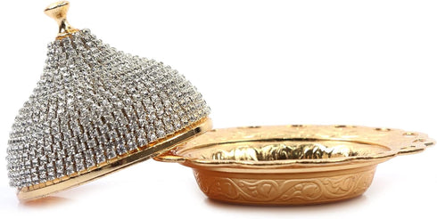 Alisveristime Coated Handmade Brass Sugar Chocolate Candy Bowl Serving Dish with Lid (Crystal) (Gold)...