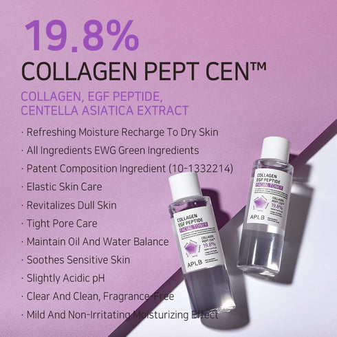 APLB Collagen EGF Peptide Facial Toner | COLLAGEN PEPT CEN™ 19.8% 5.41 FL.OZ/Korean Skincare, Elasticity care, Replenishing moisture, Revitalize f...