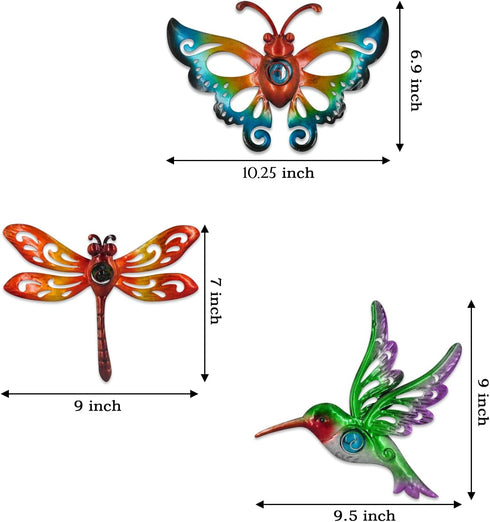 Yonivexis Hummingbird Butterfly Dragonfly Metal Wall Decor Outdoor Metal Wall Art Fence Decor Hanging Decorations for Garden Living Room Bedroom, ...