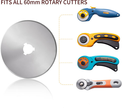 60mm Rotary Cutter Blades - 10 Pack Replacement Blades - Sharper Blades Have Better Cutting Effect, Great for Sewing, Quilting Supplies, Fabric an...