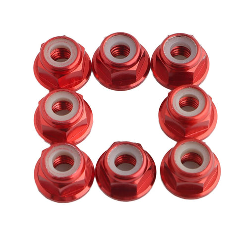 8PCS Flange M4 Lock Nuts Serrated Nylon Self-Tightening Aluminum M4 Wheel Hardware for Axial HPI TLR ECX Model RC Car Vehicles Upgraded Replacemen...