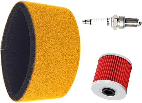Air Filter 11013-1275 & Oil Filter & Spark Plug Compatible with Kawasaki KLF220 KLF250 KLF300 Bayou 220 250 300 4x4 ATV 1999-2011...