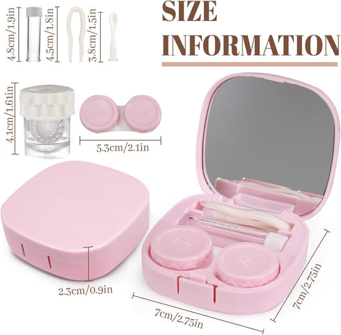 2PCS Contact Lens Case with 2Pcs Cleaner Washer, Portable Travel Eye Contact Case Contact Cases with Mirror Tweezers Remover Tool Solution Bottle ...