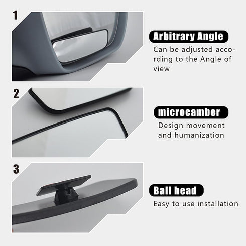 2 PCS HD Convex Wide Angle Looking Glass, 3.74" x 1.41" Rectangular Curved Blind Spot Mirror, General Motors Parking Aid Tool, Compatible with Mos...
