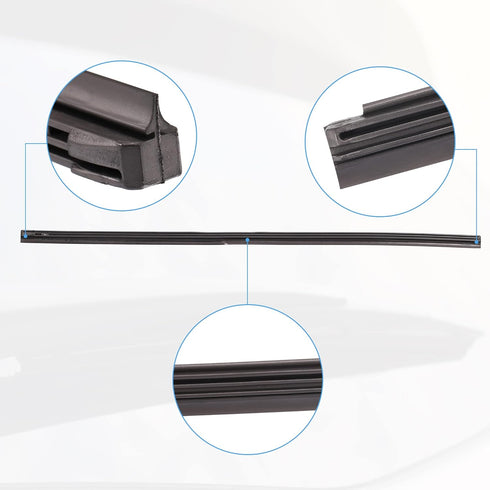 ACROPIX 22inch and 19inch 8x10mm 3 Section Rubber Windshield Wiper Blade Refills for Car Black - Pack of 2...