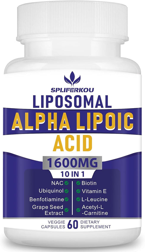 Liposomal Alpha Lipoic Acid 1600mg per Serving, ALA Supplement for Antioxidant Health,Energy and Metabolism-Gluten Free & GMO 60 Capsules...