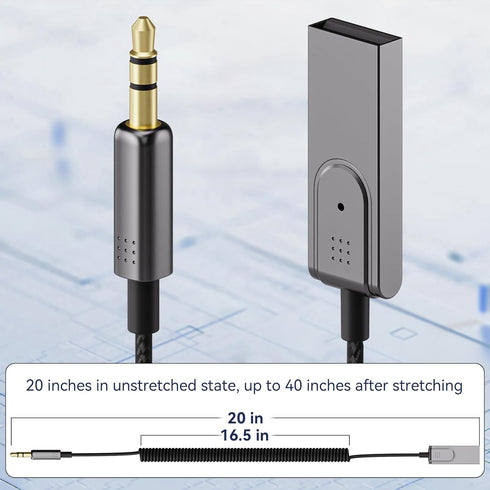 FlyCoco Bluetooth 5.3 Aux Adapter for Car USB, Receiver Connects Bluetooth to Car, Speaker, and Home Stereo Audio Enabling Hands-Free Calls Phone ...