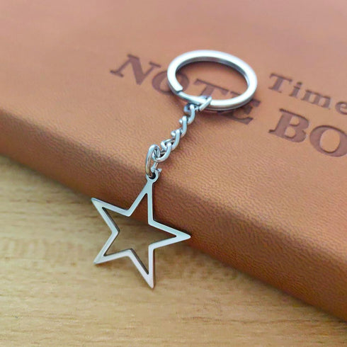 Silver Hollow Star Keychain Pendant Keyring Long Distance Friendship Jewelry for Men Women...
