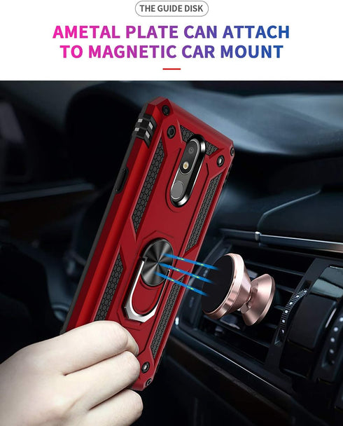 Military Grade Drop Impact for LG Aristo 4 Plus Case,LG Aristo 4+/Aristo4/K30 2019/Prime 2/Escape Plus Case Metal Rotating Ring Kickstand Holder M...