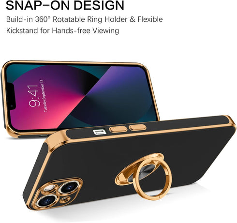 BENTOBEN iPhone 13 Case, Phone Case iPhone 13 6.1 Inch, Slim Fit 360° Ring Holder Shockproof Kickstand Magnetic Car Mount Supported Non-Slip Prote...