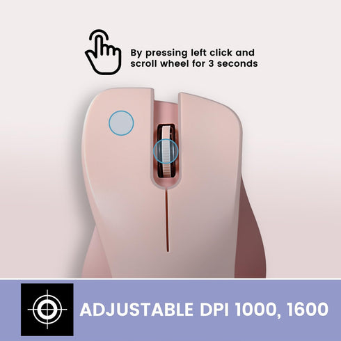 Perixx PERIMICE-621P Wireless Mouse - Silent Click with Ergo Design - Compatible for Desktop and Laptop PC - Wireless 2.4 GHz - Pink...