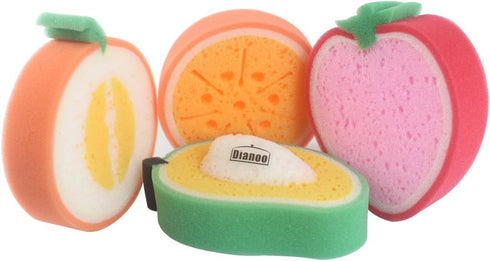 Cute Fruit Style Dish Towels, Kitchen Tool Washing Cleaning Sponge Cloth, Strong Decontamination Scouring Towels, 4PCS (the styles and colors will...