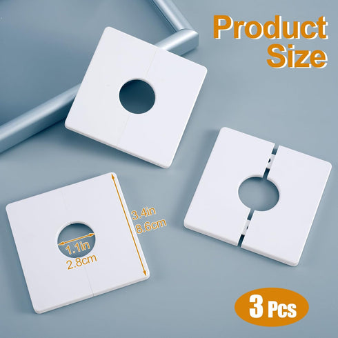 3pcs Split Flange Toilet Pipe Flange Cover 28mm/1.1inch, Plumbing Cover Plates Self Adhesive Wall Split Flange Escutcheon Plates, White ABS Kitche...