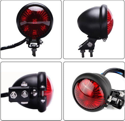 DREAMIZER Motorcycle Tail Light Red 8 LED Stop Lamp Compatible With Chopper Bobber Cafe Racer Bike...