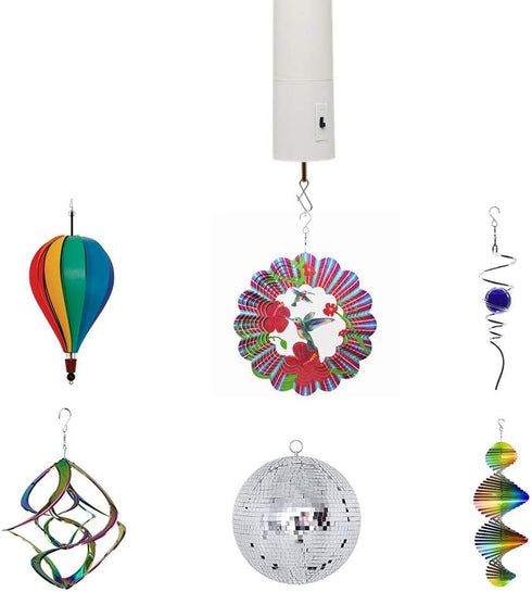 Wind Spinner Motor Battery Operated for Hanging Display Yard White Wind Spinners Outdoor Sculptures - Load Capacity of 4 Pounds...