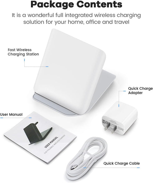 Wireless Samsung Charging Station - 15W Folding Travel for Samsung Galaxy Z Flip 6/5/4 Series, Compatible with iPhone 15/14/13/Pro Series, Adapter...