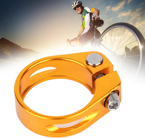 Bike Seats Post Clamp, Quick Release Ultra Light Aluminum Alloy 34.9mm Rust Proof Bike Seatpost Clamp for Most Bikes(Gold)...