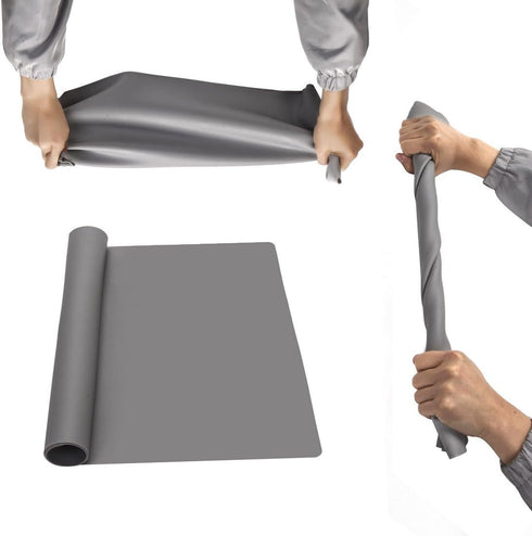 23.6'' by 15.7''Flexible Silicone Placemat Non Slip Waterproof Heat Resistant Dinner Table Grey 1 pcs...