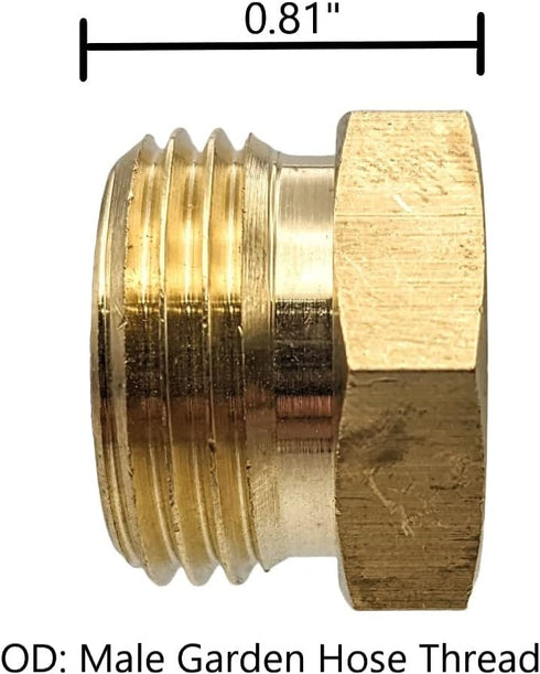 Brass Garden Hose Adapter Fitting, 1/2” NPT Female Threads and 3/4" GHT Male Connector, shower pipe arm handshower adapter, Heavy-Duty High-Pressu...