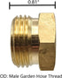 2 Pack Brass Garden Hose Adapter Fitting, 1/2” NPT Female Threads and 3/4" GHT Male Connector, shower pipe arm handshower, Heavy-Duty High-Pressur...