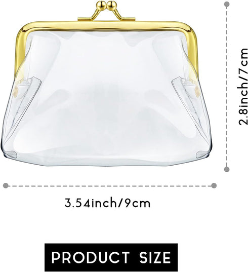 Weewooday 3 Pieces Clear Coin Purse Small Clear Wallet for Women Transparent Change Purse Kiss Lock Plastic PVC Coin Wallet (Gold)...