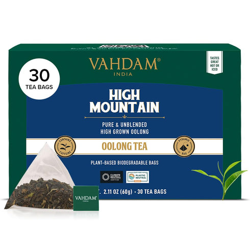 VAHDAM, High Mountain Oolong Tea Bags (30 Count) Non GMO, Gluten Free | High Grown Oolong Tea Leaves - Light & Floral | Resealable Ziplock Pouch...