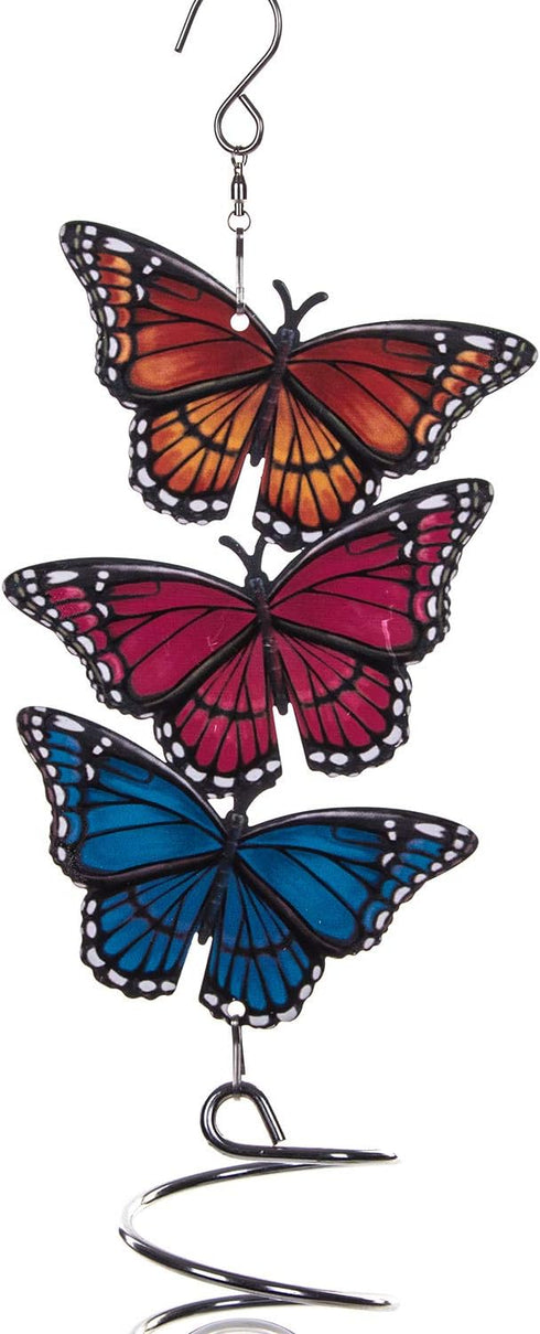 18" Wind Spinner Outdoor Hanging Metal Figurine Spinner for Garden Décor Ornament,Butterfly...
