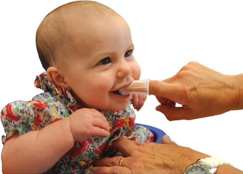 Brilliant Baby Finger Toothbrush - Silicone Gum Massager and Teether Brush for Babies and Toddlers - 3 Months Old and Up, Newborn Essentials for C...