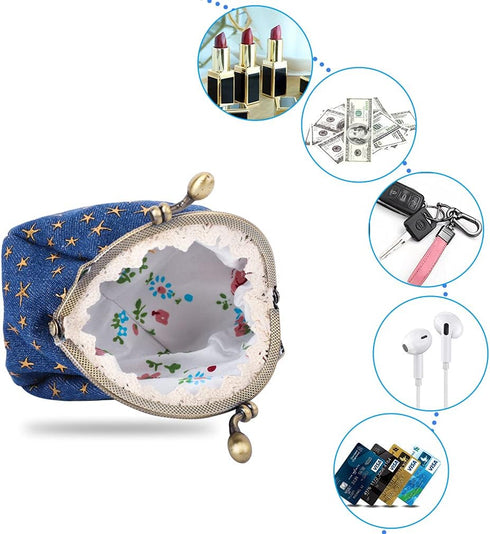 iSuperb Coin Purse Coin Bag Star Pouch Kiss-Lock Change Purse Small Wallets Coin Pouch for Women (Navy blue)...