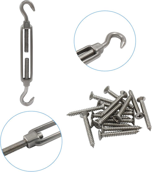 Shade Sail Hardware Kit 5.5 inch - Premium Stainless Steel for Triangle Rectangle Sun Shade Sail Installation, Reliable and Durable Garden Outdoor...