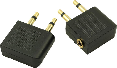 2PCS Gold Plated Dual 3.5mm Male Audio Headphone Jack Airplane Plug Male to Female Aviation Audio Adapter Gold Plated Aviation Headphone Adapter H...