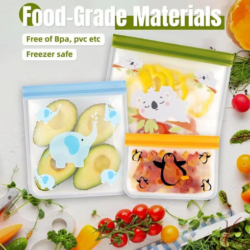 Dishwasher Safe Reusable Freezer bags Storage Vegetable Bags -BPA Free Leakproof Food Storage Bags Reusable Silicone for Marinate Meats (12 packs)...