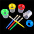 DIYASY 4 Pcs Kids No Spill Paint Cups and 4 Round Paint Brushes 4 Colors Spill Proof Paint Cups for Children’ Art Class and Home....