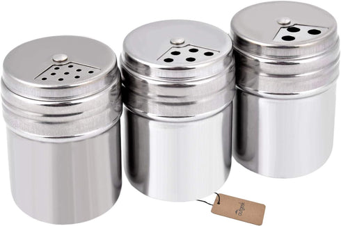 Seasoning Bottle Outgeek 3Pcs Shaker Spice Bottle Airtight Spice Shaker with Top Rotatable Seasoning Shaker Kitchen Gadget (Silver)...