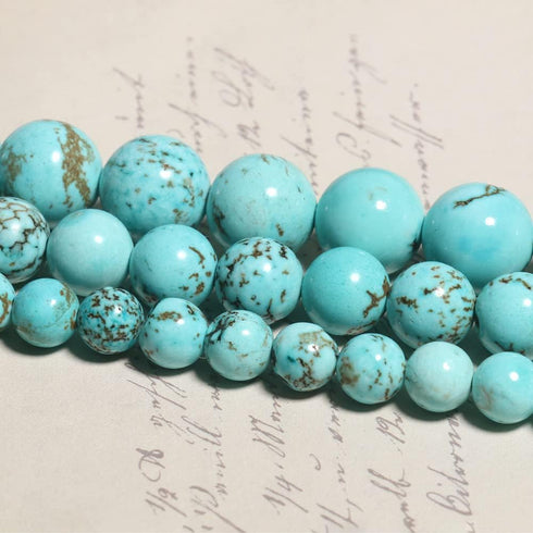 Yochus 8mm Blue turquoises Round Loose Beads Natural Stone Beads for Jewelry Making...