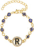 Dcfywl731 Gold Evil Eye Initial Bracelets Anklet for Women Mal De Ojo Letter Bracelets Anklet Hamsa Bracelet for Men Evil Eye Beaded Bracelets for...