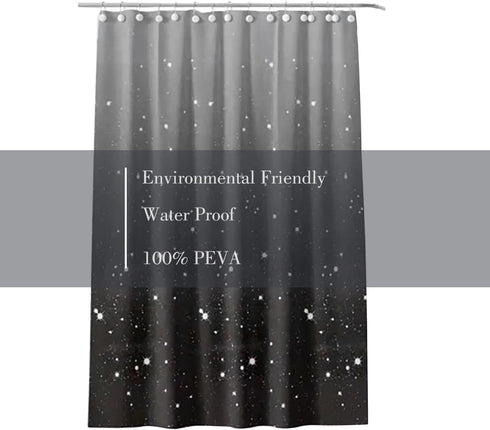 Black Star Shower Curtain Liner 72 x 72, Plastic Waterproof 4G Lightweight Shower Liner for Bathroom, with Grommets Holes and 3 Heavy Duty Magneti...