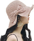 Foldable Wide Brim Floppy Straw Beach Sun Hat,Summer Cap with Bowknot for Women Girls,Strap Adjustable...