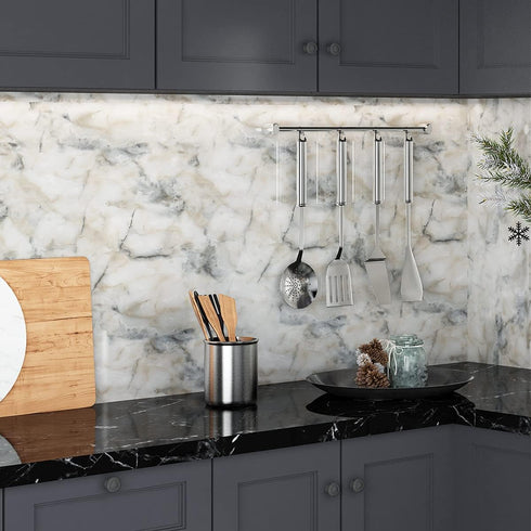 Livelynine Pacific Blue Marble Contact Paper Self Adhesive Wallpaper for Kitchen Marble Countertop Peel and Stick Waterproof Table Top Cover Desk ...