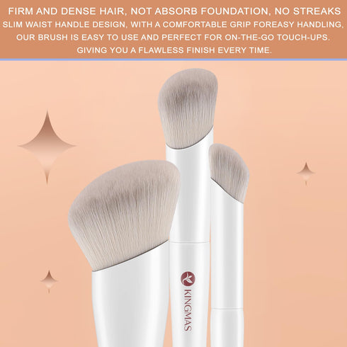 KINGMAS Angled Foundation Brush Concealer Brush, Kabuki Makeup Brush for Liquid, Blending, Cream, Powder, Blush Buffing Stippling Face Makeup Tool...