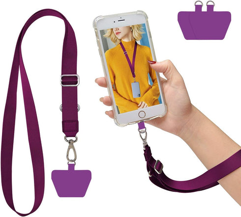 SS Phone Lanyard, Adjustable Cell Phone Lanyard Crossbody Neck Strap & 2 Phone Tether Patches for Most Smartphones...