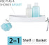 Better Living Clever Flip Shower Shelf, Basket or Shelf, Wall Mounted Shower Caddy Organizer with Removable Hooks, Multi-Purpose, No Drilling Adhe...